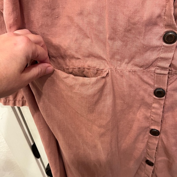 J Morgan Puett Linen Midi Dress Long Sleeve Snap Front Women's No Size OSFA? - Picture 6 of 14